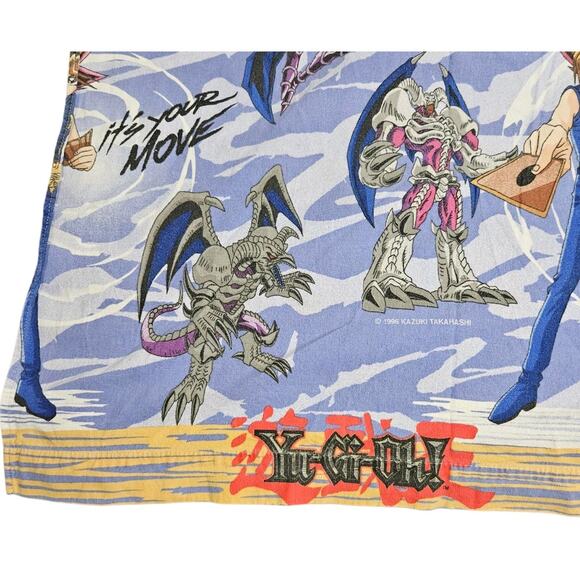 Vintage Yugioh Twin Flat Sheet 90s Heavyweight Cotton Anime Cartoon 63x99 Kids - Picture 4 of 7